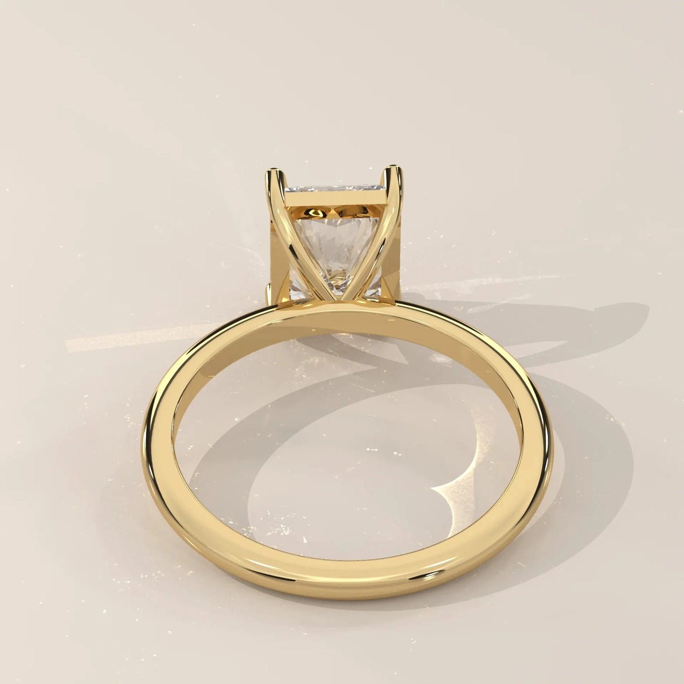 Side Profile: Radiant Diamond Ring with Solitaire Setting in Yellow Gold – Lab Grown – Driona Jewels
