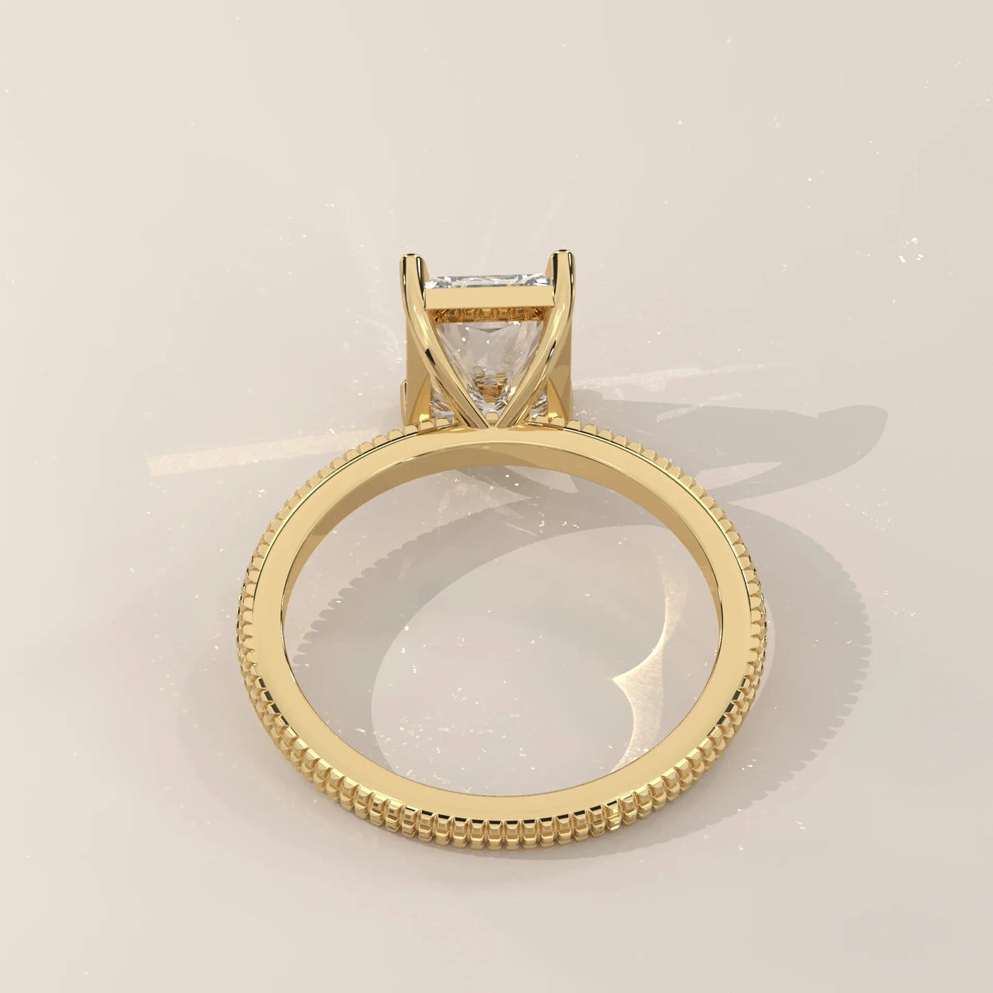 Side Profile: Radiant Diamond Ring with Solitaire Setting in Yellow Gold – Lab Grown – Driona Jewels