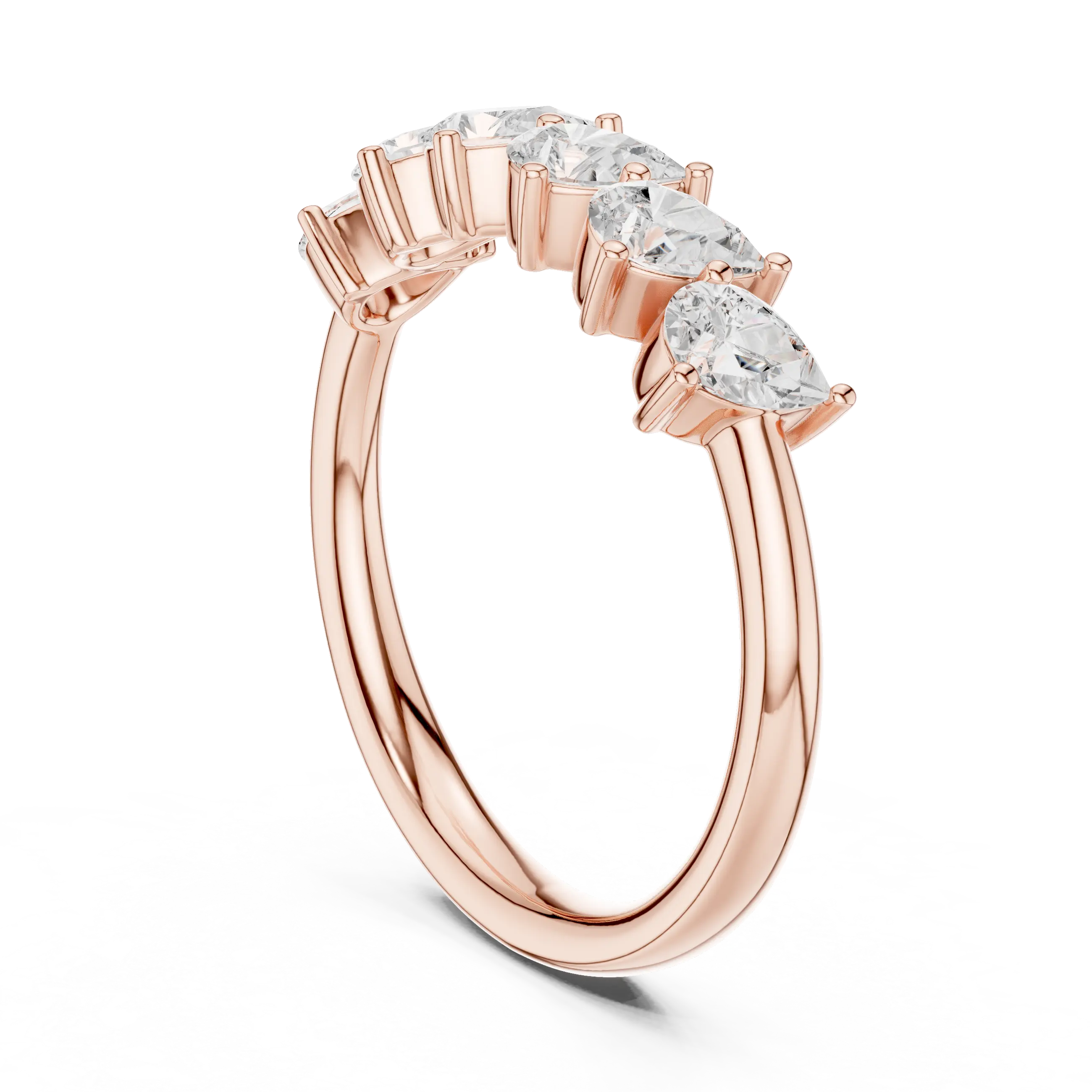 Three-quarter-view: Asscher Diamond Ring with Cluster Setting in 14k Rose Gold - Lab Grown - Driona Jewels