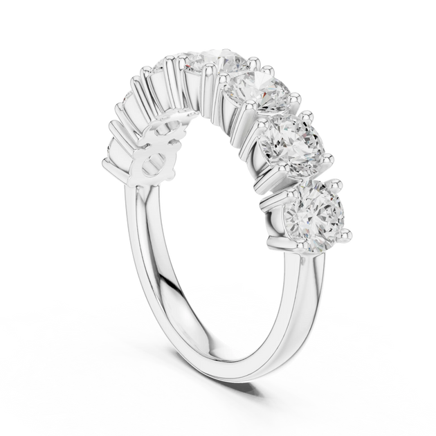 Side-Profile: Asscher Diamond Ring with Cluster Setting in 14k White Gold - Lab Grown - Driona Jewels