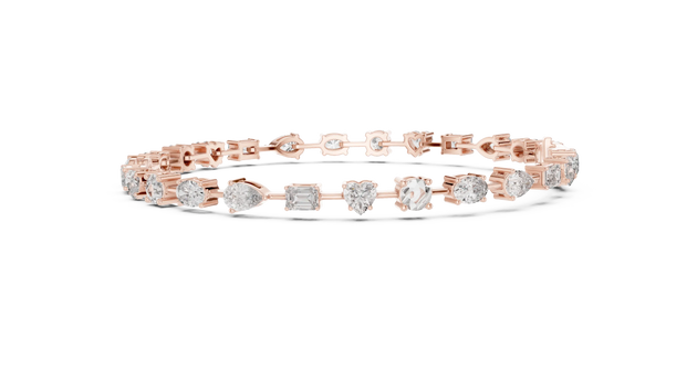 Front View: Asscher Diamond Ring with Pave Setting in 14k Rose Gold - Lab Grown - Driona Jewels
