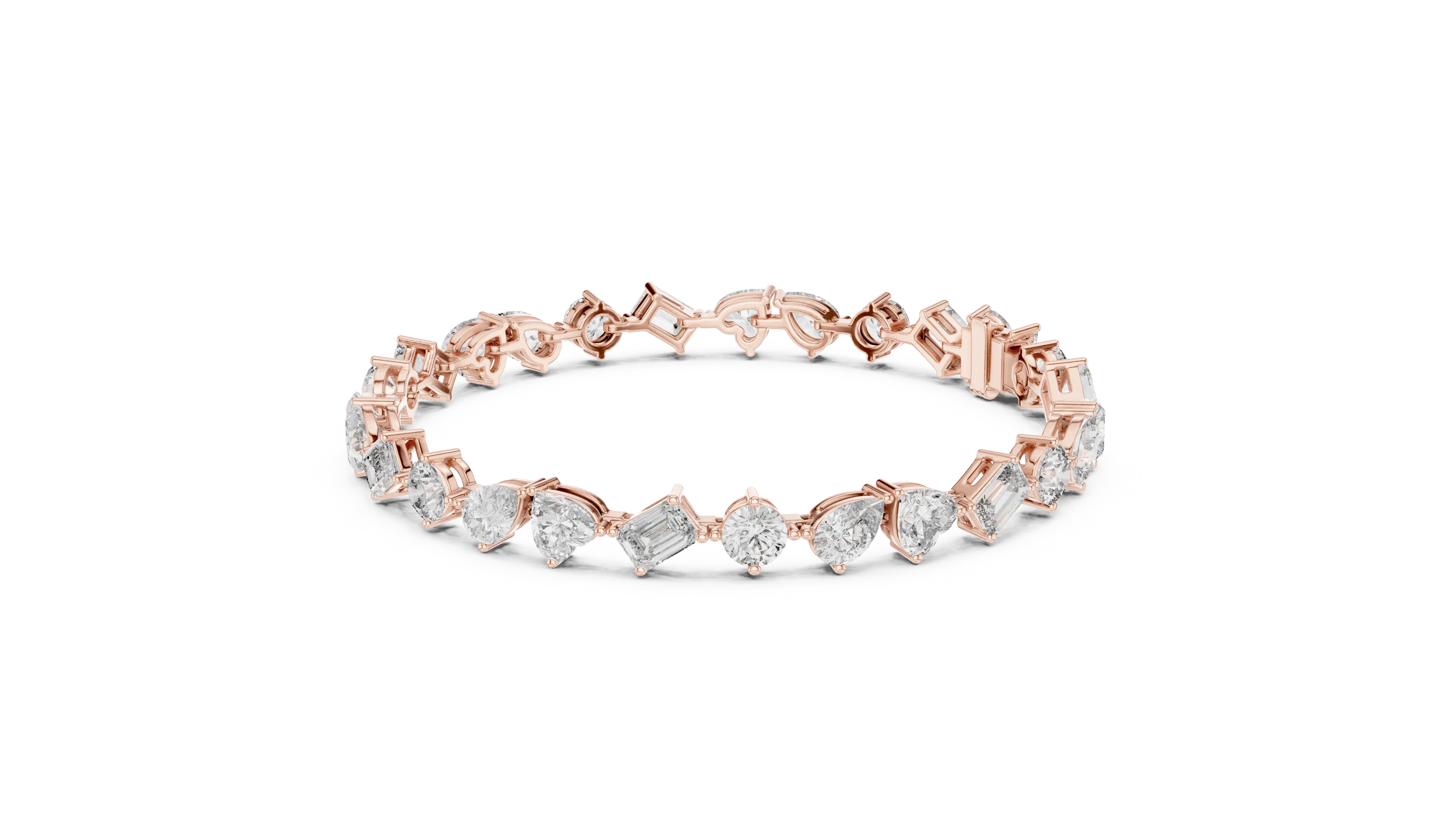 Front View: Assorted Cut Diamond Ring with Pave Setting in 14k Rose Gold - Lab Grown - Driona Jewels