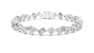 Top View: Assorted Cut Diamond Ring with Pave Setting in 14k White Gold - Lab Grown - Driona Jewels