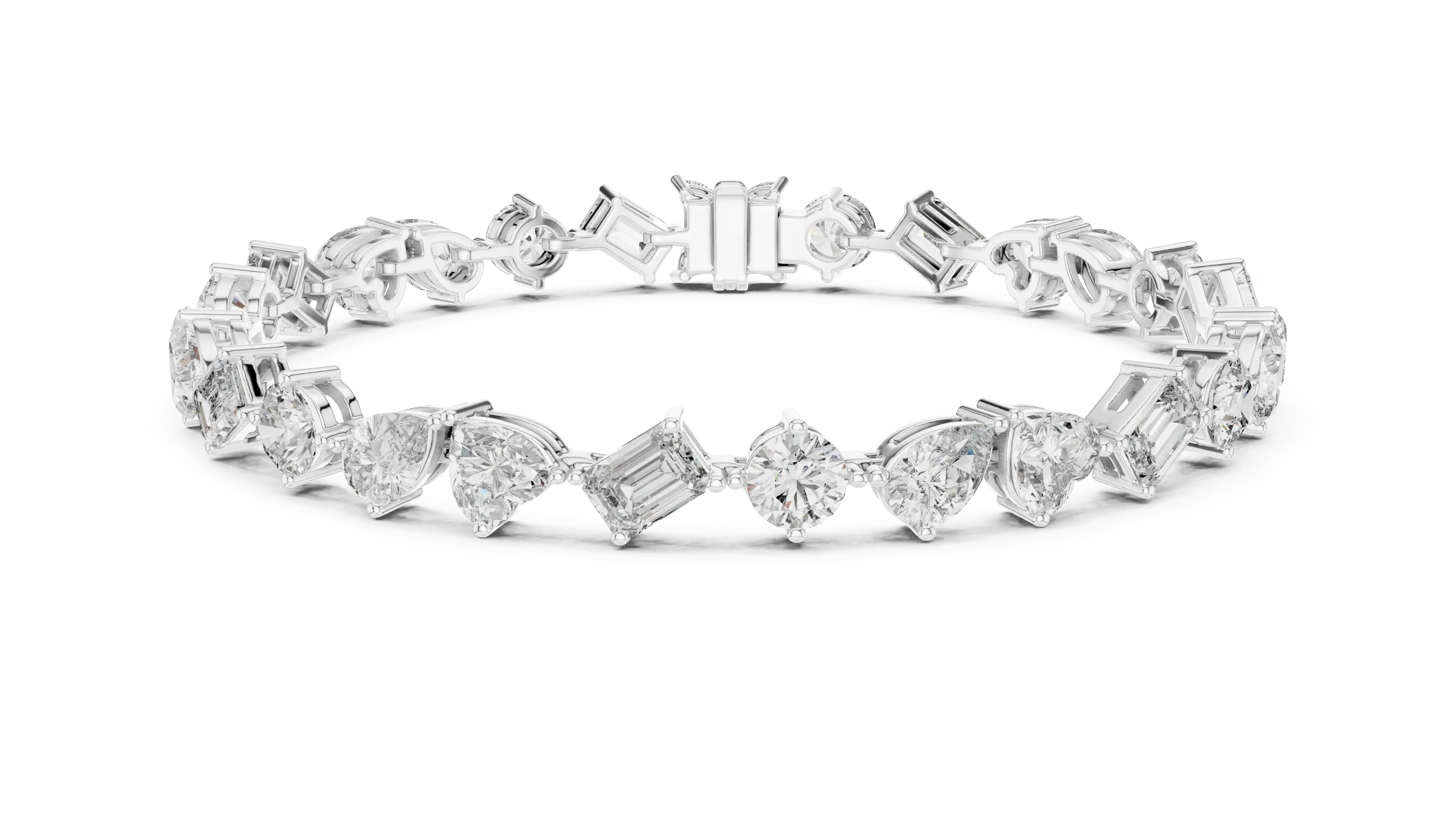 Top View: Assorted Cut Diamond Ring with Pave Setting in 14k White Gold - Lab Grown - Driona Jewels