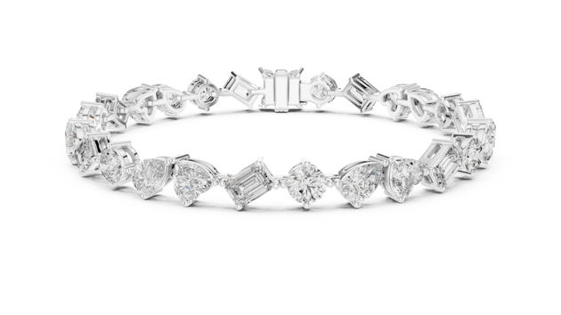 Top View: Assorted Cut Diamond Ring with Pave Setting in 14k White Gold - Lab Grown - Driona Jewels