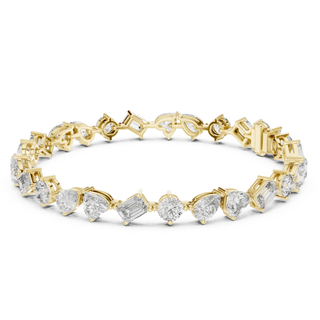 Front View: Assorted Cut Diamond Ring with Pave Setting in 14k Yellow Gold - Lab Grown - Driona Jewels