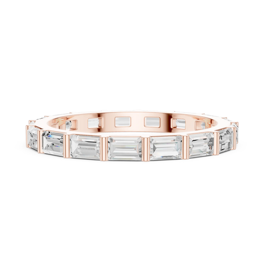 Top View: Emerald Cut Diamond Ring with Channel Setting in 14k Rose Gold - Lab Grown - Driona Jewels