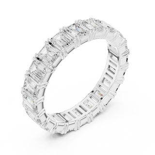 Band Detail: Emerald Cut Diamond Ring with Channel Setting in 14k White Gold - Lab Grown - Driona Jewels