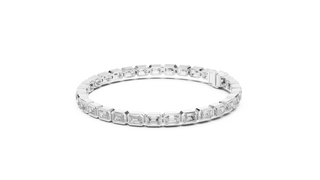 Front-view: Emerald Cut Diamond Ring with Channel Setting in 14k White Gold - Lab Grown - Driona Jewels