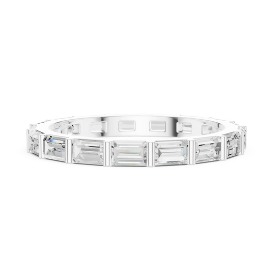 Top View: Emerald Cut Diamond Ring with Channel Setting in 14k White Gold - Lab Grown - Driona Jewels