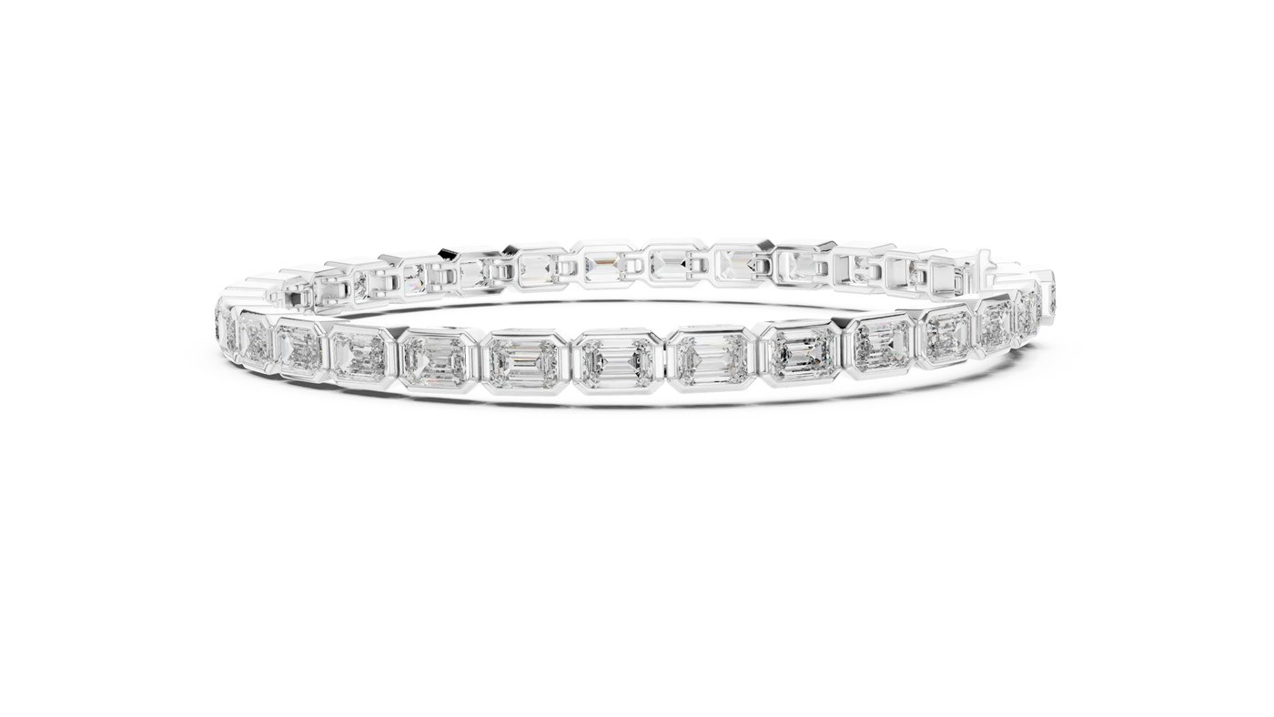 Top View: Emerald Cut Diamond Ring with Channel Setting in 14k White Gold - Lab Grown - Driona Jewels