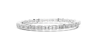 Top View: Emerald Cut Diamond Ring with Channel Setting in 14k White Gold - Lab Grown - Driona Jewels
