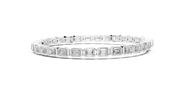 Top View: Emerald Cut Diamond Ring with Channel Setting in 14k White Gold - Lab Grown - Driona Jewels