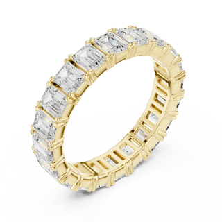 Band Detail: Emerald Cut Diamond Ring with Channel Setting in 14k Yellow Gold - Lab Grown - Driona Jewels