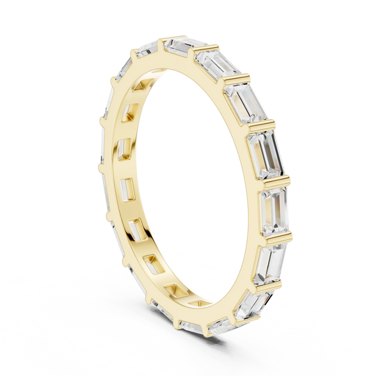 Side-Profile: Emerald Cut Diamond Ring with Channel Setting in 14k Yellow Gold - Lab Grown - Driona Jewels