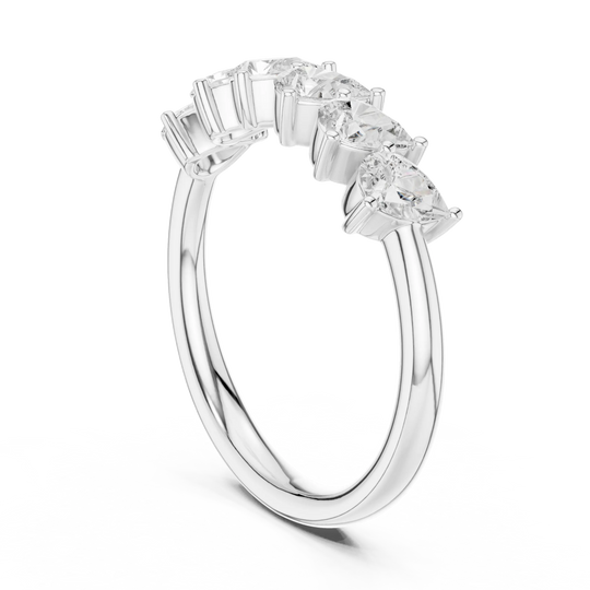 Three-quarter-view: Emerald Cut Diamond Ring with Cluster Setting in 14k White Gold - Lab Grown - Driona Jewels