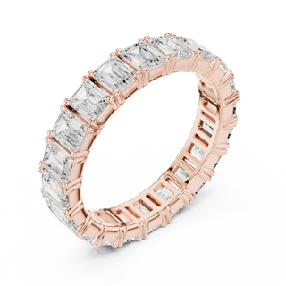 Band Detail: Emerald Cut Diamond Ring with Pave Setting in 14k Rose Gold - Lab Grown - Driona Jewels