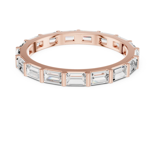 Top View: Emerald Cut Diamond Ring with Pave Setting in 14k Rose Gold - Lab Grown - Driona Jewels