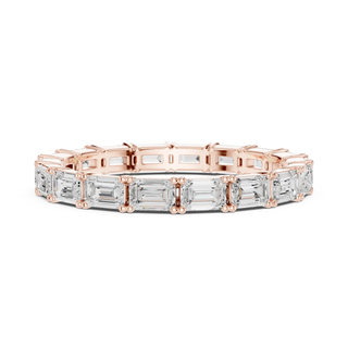 Top View: Emerald Cut Diamond Ring with Pave Setting in 14k Rose Gold - Lab Grown - Driona Jewels