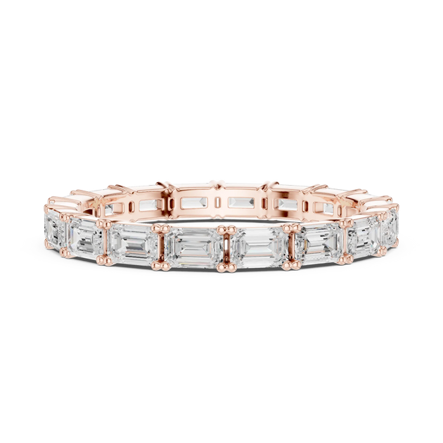 Top View: Emerald Cut Diamond Ring with Pave Setting in 14k Rose Gold - Lab Grown - Driona Jewels