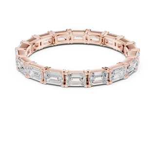 Top View: Emerald Cut Diamond Ring with Pave Setting in 14k Rose Gold - Lab Grown - Driona Jewels