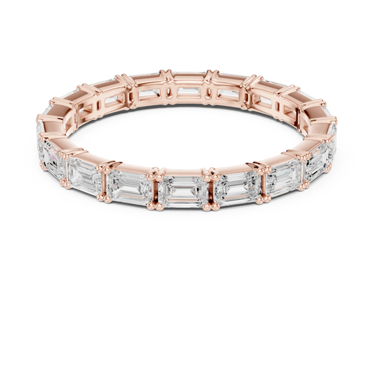 Top View: Emerald Cut Diamond Ring with Pave Setting in 14k Rose Gold - Lab Grown - Driona Jewels