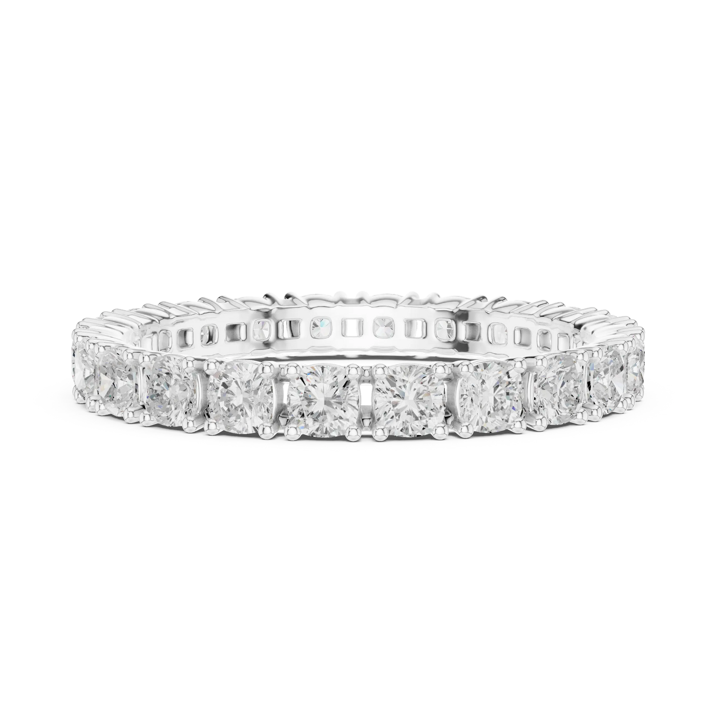 Cushion Lab Grown Diamond Full Eternity Ring in Shared Prong