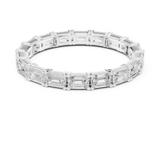 Top View: Emerald Cut Diamond Ring with Pave Setting in 14k White Gold - Lab Grown - Driona Jewels