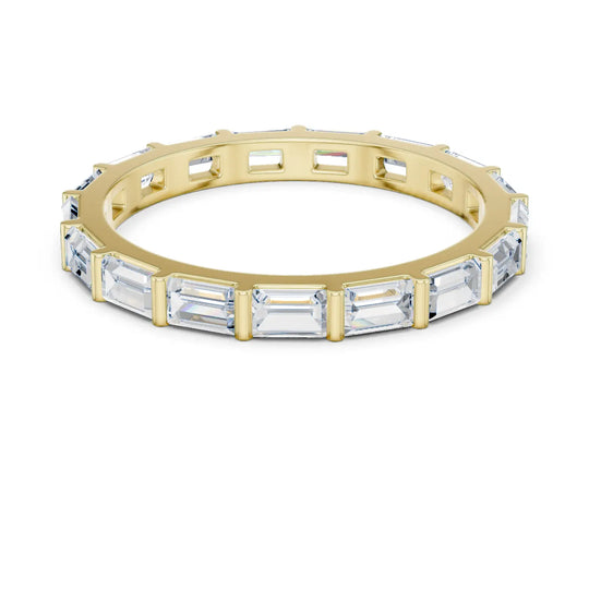 Front View: Emerald Cut Diamond Ring with Pave Setting in 14k Yellow Gold - Lab Grown - Driona Jewels