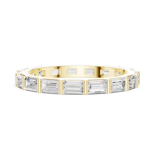 Top View: Emerald Cut Diamond Ring with Pave Setting in 14k Yellow Gold - Lab Grown - Driona Jewels