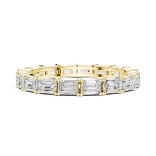 Top View: Emerald Cut Diamond Ring with Pave Setting in 14k Yellow Gold - Lab Grown - Driona Jewels