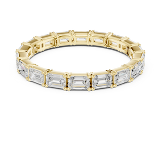 Top View: Emerald Cut Diamond Ring with Pave Setting in 14k Yellow Gold - Lab Grown - Driona Jewels