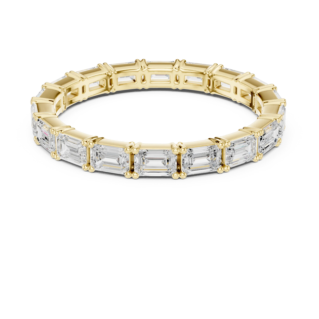 Top View: Emerald Cut Diamond Ring with Pave Setting in 14k Yellow Gold - Lab Grown - Driona Jewels