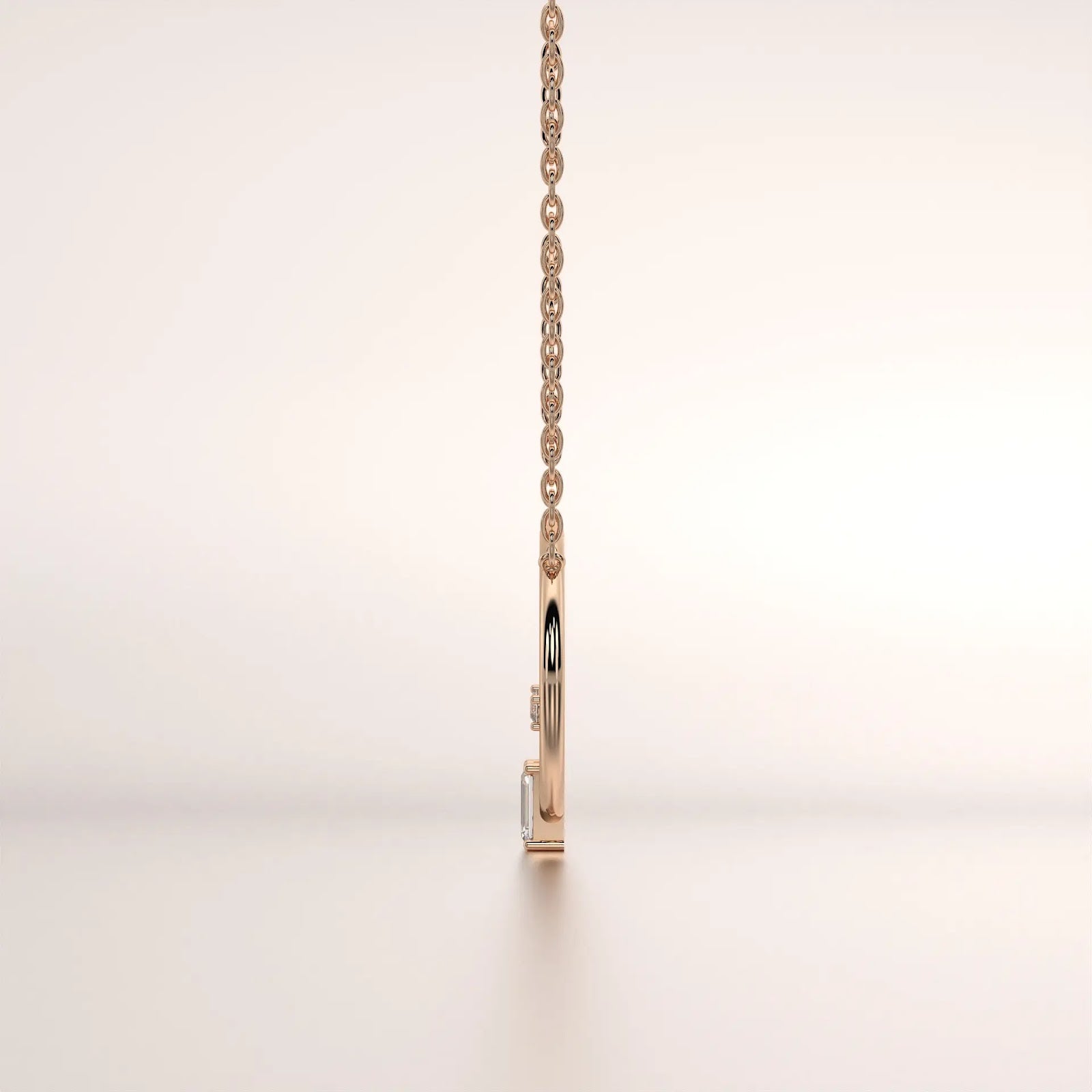 Side-profile: Emerald Diamond Ring with Prong Setting in 14k Rose Gold - Lab Grown - Driona Jewels