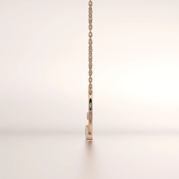 Side-profile: Emerald Diamond Ring with Prong Setting in 14k Rose Gold - Lab Grown - Driona Jewels
