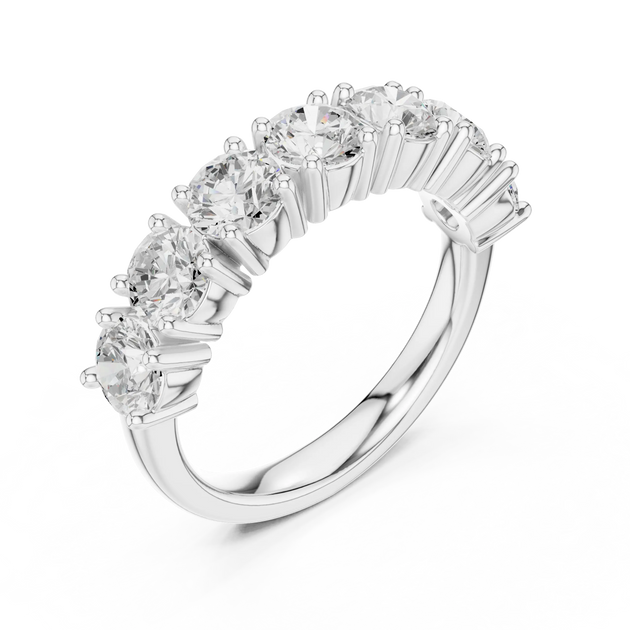 Three-quarter View: Emerald Cut Diamond Ring with Prong Setting in 14k White Gold - Lab Grown - Driona Jewels