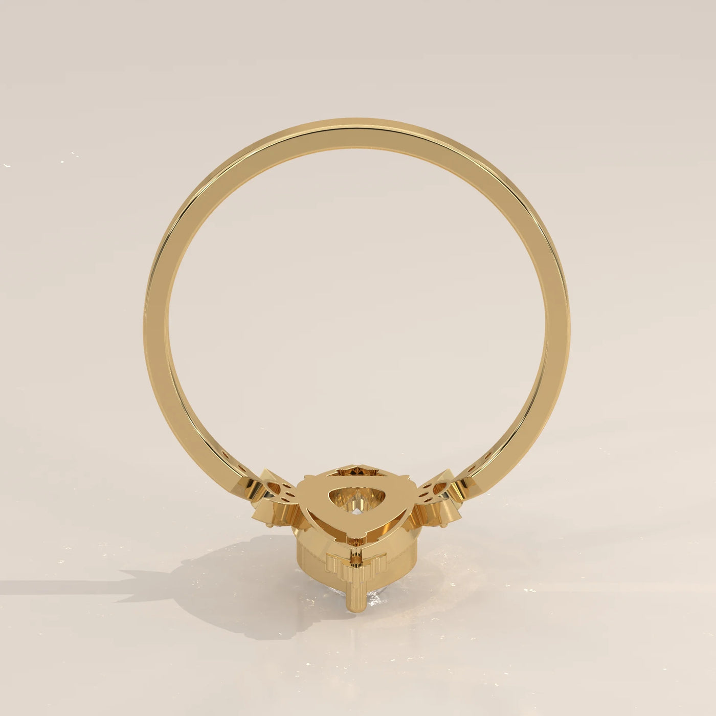 Delicate 14k gold ring with a heart-shaped diamond center stone.