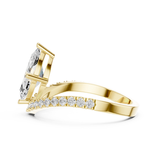 Side-profile: Marquise Diamond Ring with Prong Setting in 14K Yellow Gold – Lab Grown – Driona Jewels

