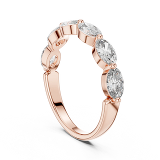 Three-quarter-view: Oval Diamond Ring with Bezel Setting in 14k Rose Gold - Lab Grown - Driona Jewels