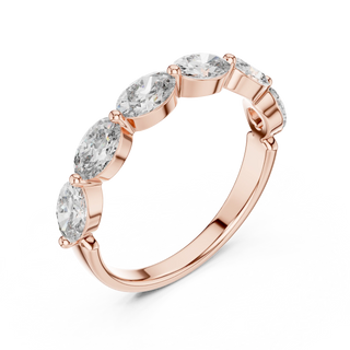 Three-Quarter View: Oval Diamond Ring with Bezel Setting in 14k Rose Gold - Lab Grown - Driona Jewels