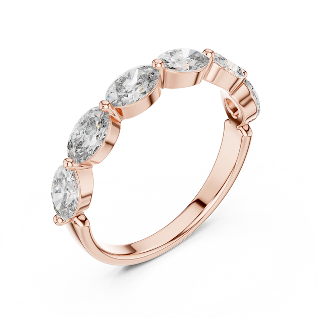 Three-Quarter View: Oval Diamond Ring with Bezel Setting in 14k Rose Gold - Lab Grown - Driona Jewels