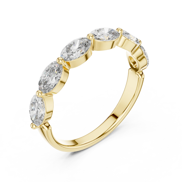 Three-Quarter View: Oval Diamond Ring with Bezel Setting in 14k Yellow Gold - Lab Grown - Driona Jewels