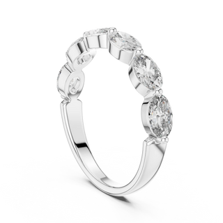 Three-quarter-view: Oval Diamond Ring with Channel Setting in 14k White Gold - Lab Grown - Driona Jewels