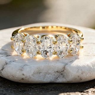 Front-view: Oval Diamond Ring with Channel Setting in 14k Yellow Gold - Lab Grown - Driona Jewels