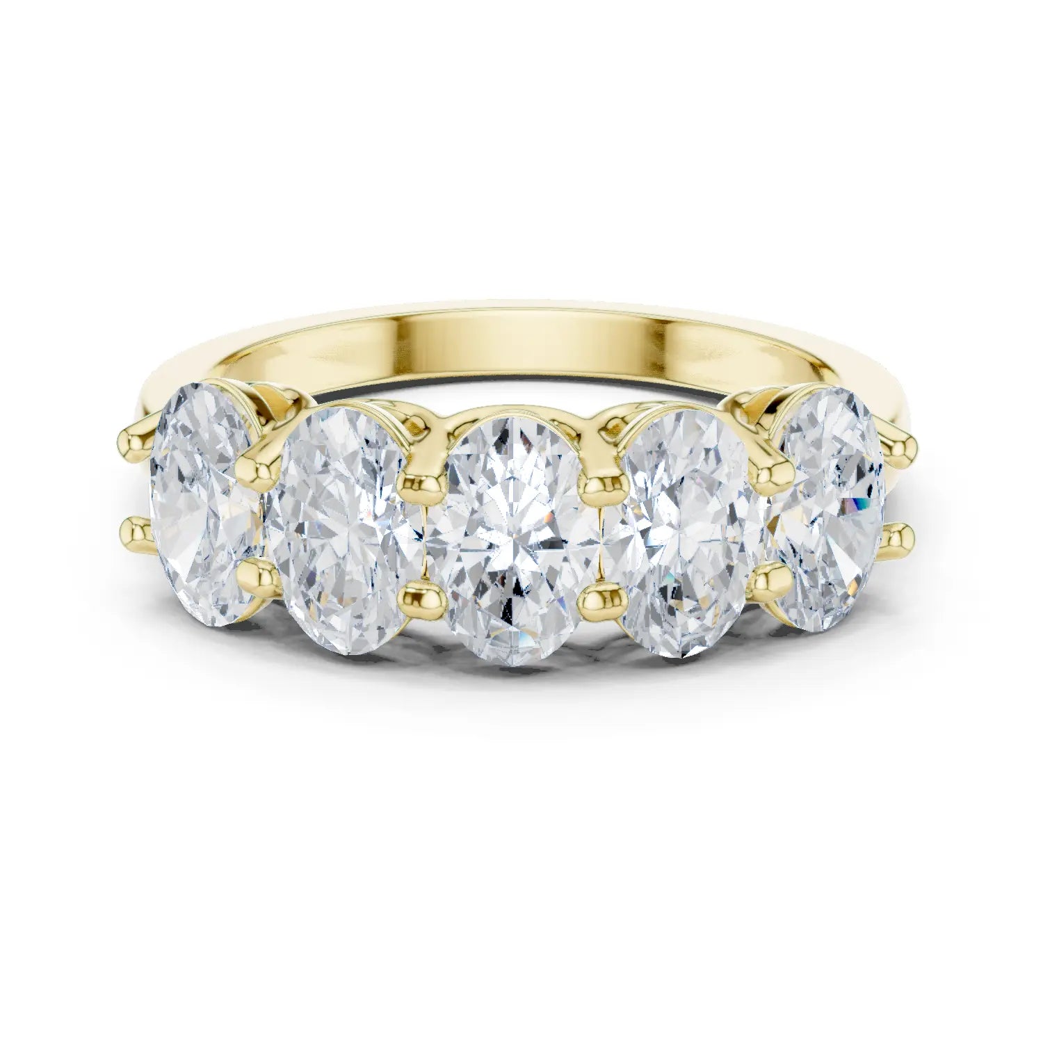 Front-view Oval Diamond Eternity Ring with Prong Setting in 14k Yellow Gold - Lab Grown - Driona Jewels