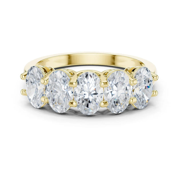 Front-view Oval Diamond Eternity Ring with Prong Setting in 14k Yellow Gold - Lab Grown - Driona Jewels