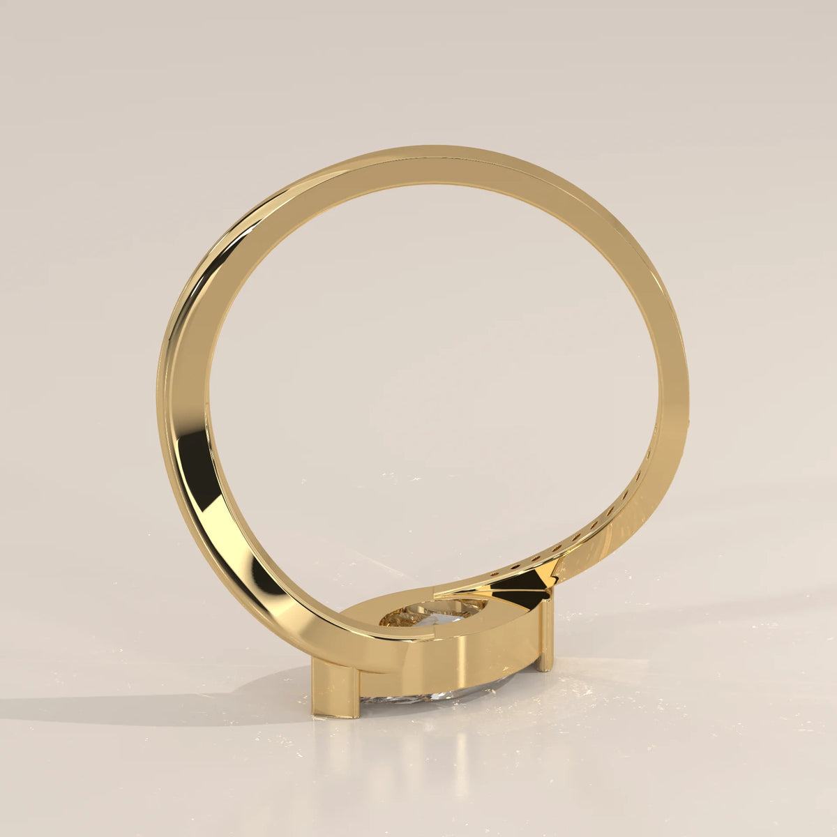 Marquise Lab Grown Diamond East West Half Bezel Bypass Ring in yellow gold, product photograph on a plain background.