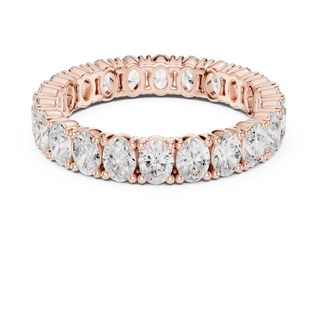 Flat-Lay: Oval Diamond Ring with Pave Setting in 14k Rose Gold - Lab Grown - Driona Jewels