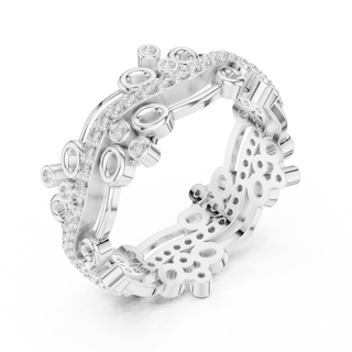 Three-quarter-view: Oval Diamond Ring with Pave Setting in 14k White Gold - Lab Grown - Driona Jewels
