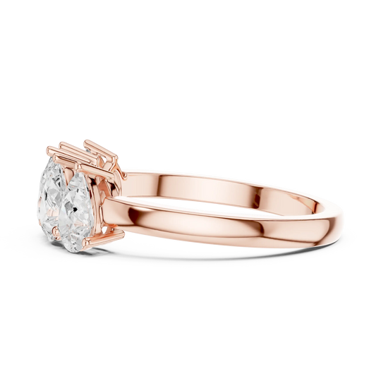 Side profile: Oval Diamond Ring with Prong Setting in 14k Rose Gold - Lab Grown - Driona Jewels